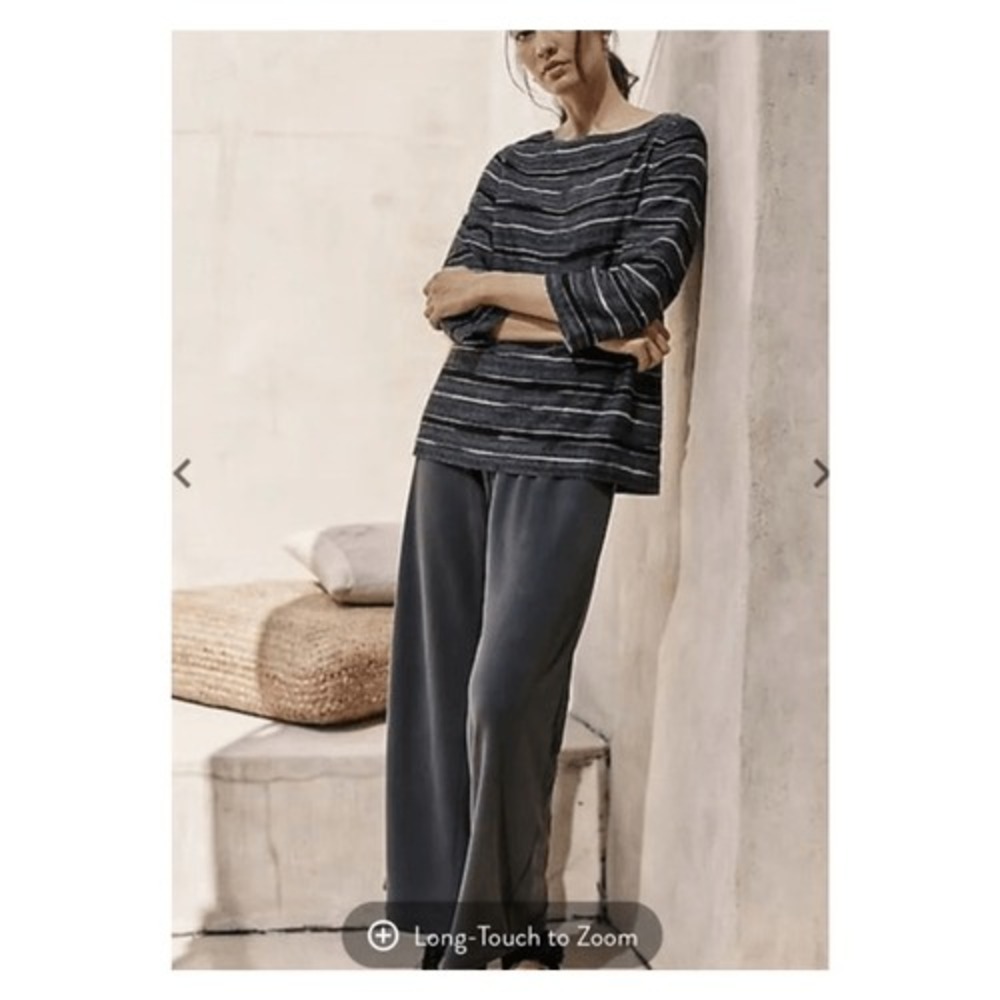 Pure Jill Wide Leg Pants Womens M Gray Modal Knit Pull On Minimalist Neutral